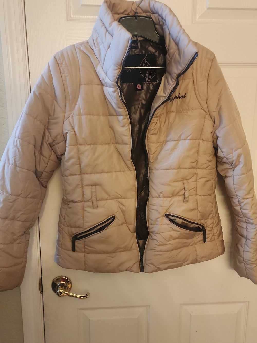 Baby Phat Light Beige Quilted Puffer Jacket